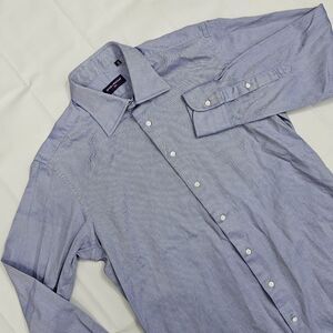 SPIER MACKAY Mens 16 34 Blue Thin Stripe Slim Fit Button Down Long Sleeve Shirt